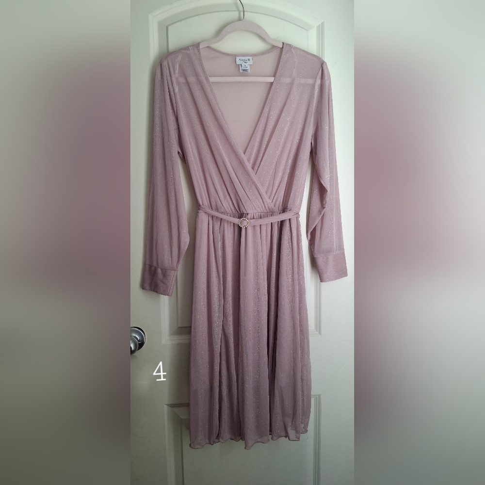 Alexa b nites dress womens sz 10 maxi shimmery lavender dress long sleeve formal